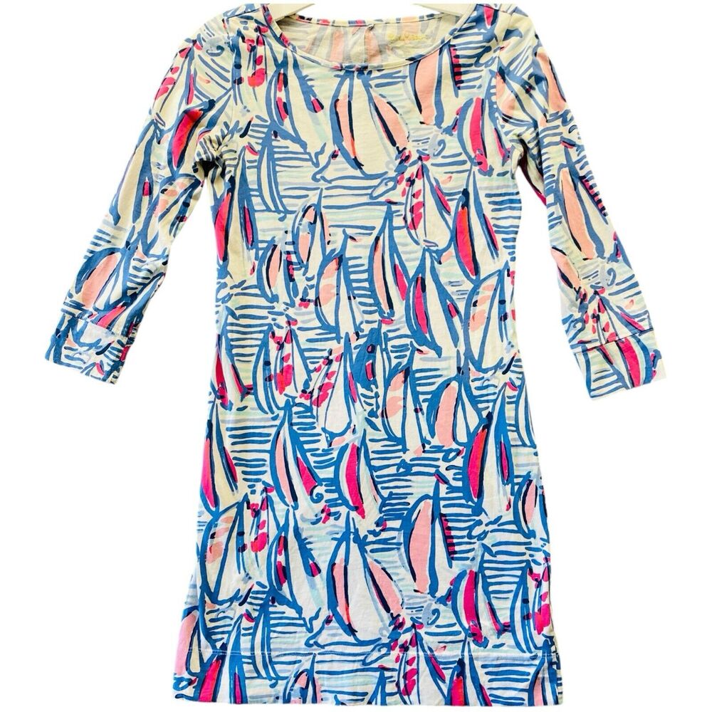 Lilly Pulitzer Sailboat Dress Size XS Red Right Return Marlowe Boat Neck Pima